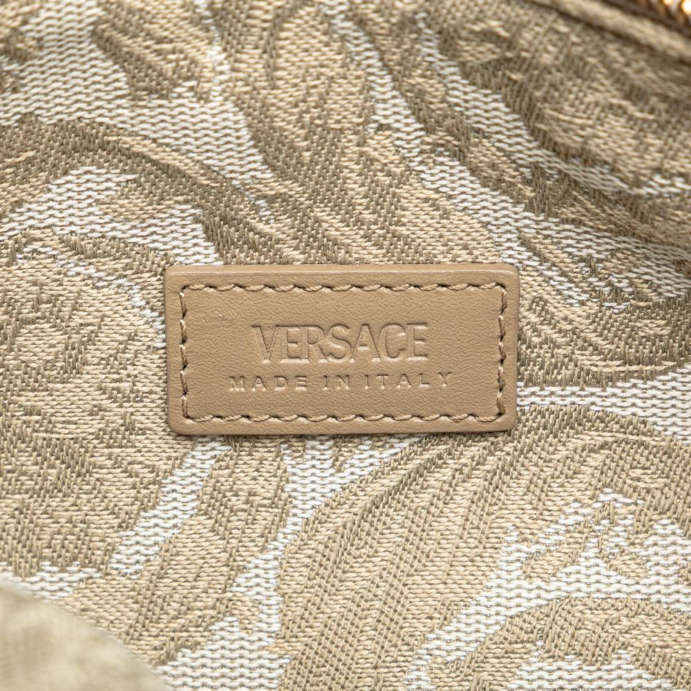 Versace AB Versace Brown Beige Canvas Fabric Athena Beauty Pouch Italy