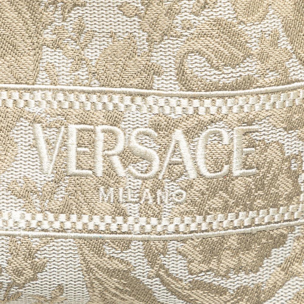 Versace AB Versace Brown Beige Canvas Fabric Athena Beauty Pouch Italy