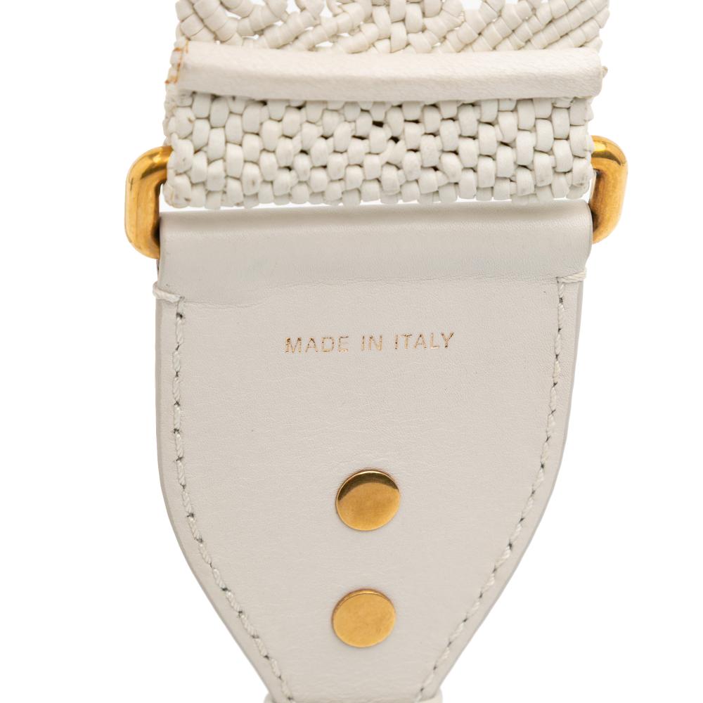Christian Dior AB Dior White Calf Leather skin Macrame Shoulder Strap Italy