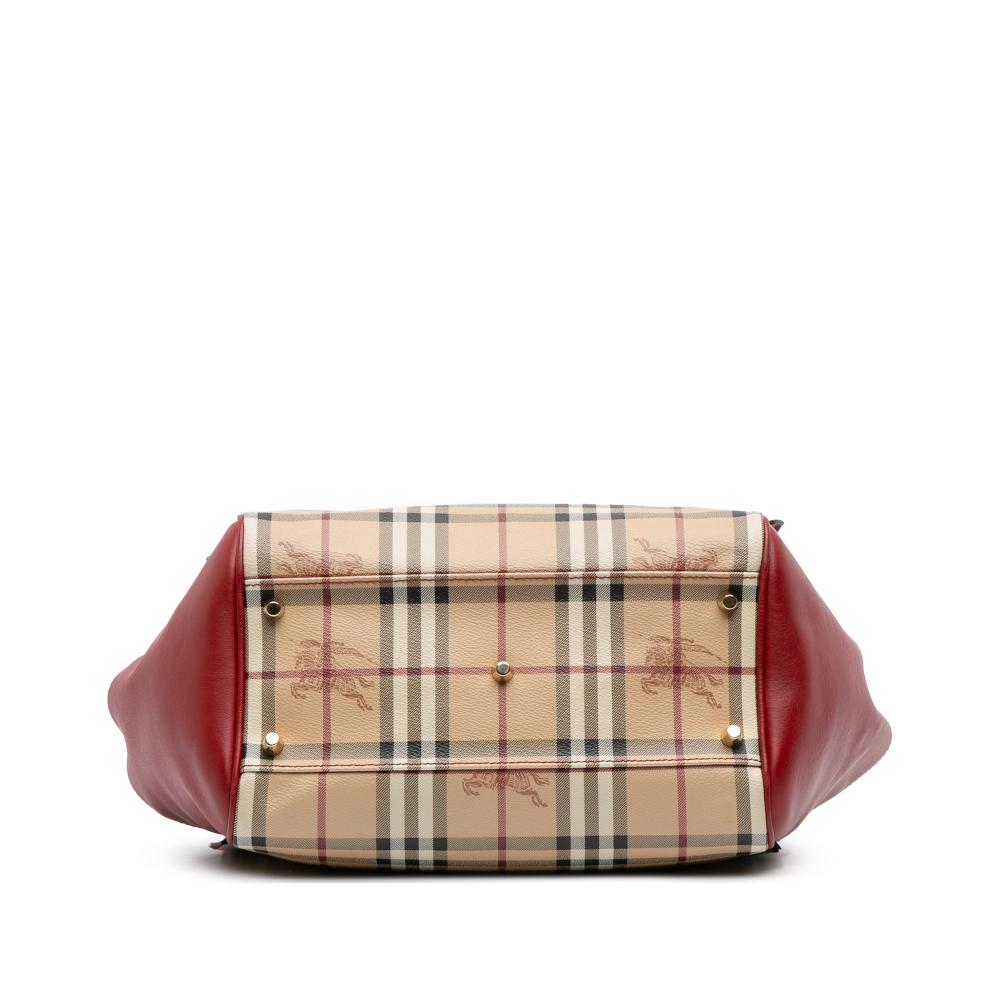 Burberry Brown Small Leather Trimmed Haymarket Check Coated Canvas Canterbury Tote Italy