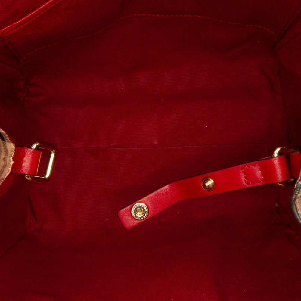 Burberry Brown Small Leather Trimmed Haymarket Check Coated Canvas Canterbury Tote Italy