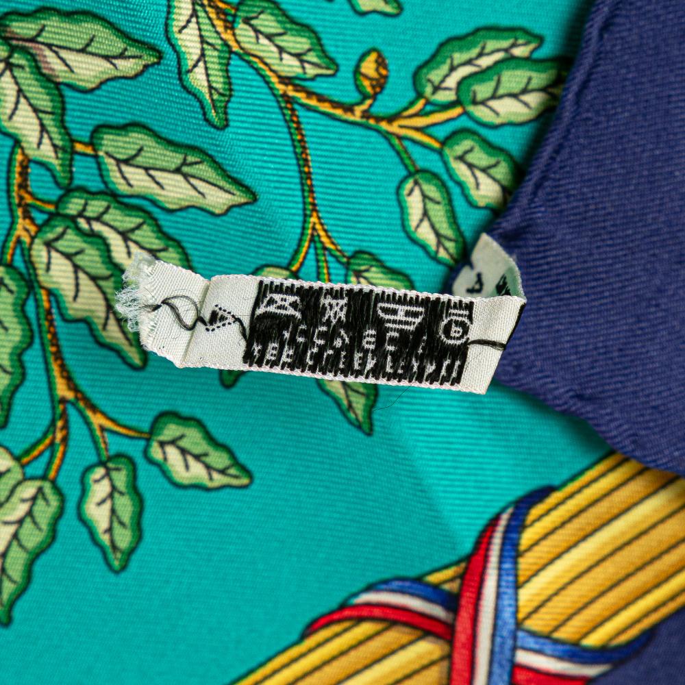 Hermès Blue Turquoise Silk Fabric Republique Francaise Liberte Egalite Fraternite 1789 Scarf France
