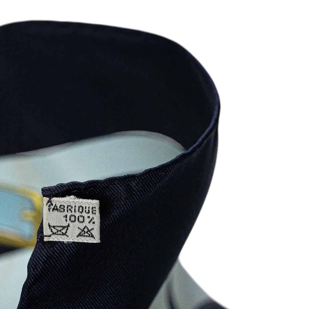 Hermès B Hermès Blue Light Blue Silk Fabric Eperon D'Or Scarf France