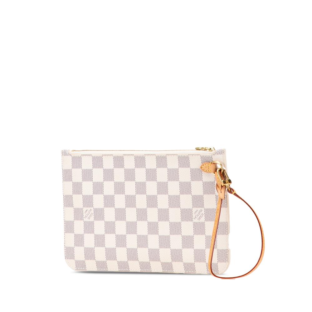 Louis Vuitton B Louis Vuitton White Damier Canvas Canvas Damier Azur Neverfull Pouch MM France