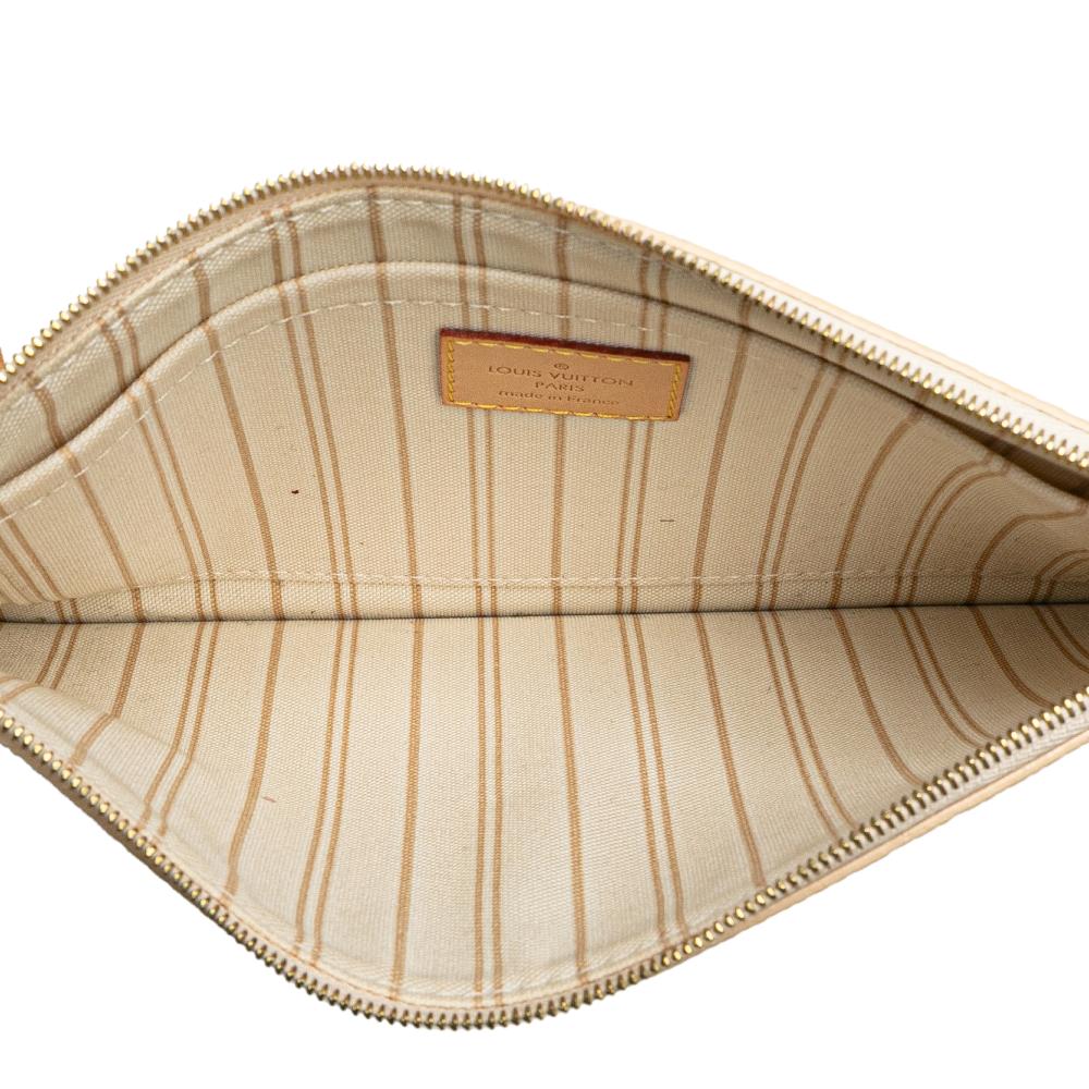 Louis Vuitton B Louis Vuitton White Damier Canvas Canvas Damier Azur Neverfull Pouch MM France