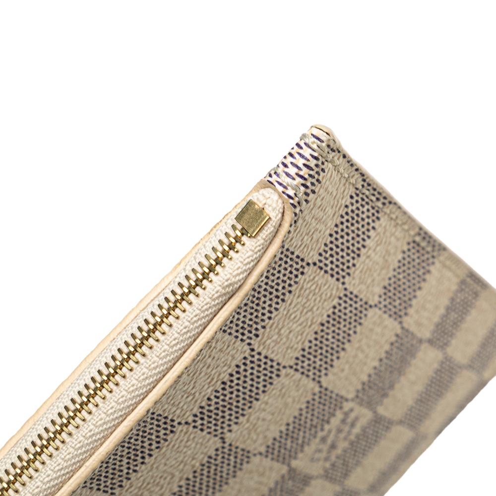Louis Vuitton B Louis Vuitton White Damier Canvas Canvas Damier Azur Neverfull Pouch MM France