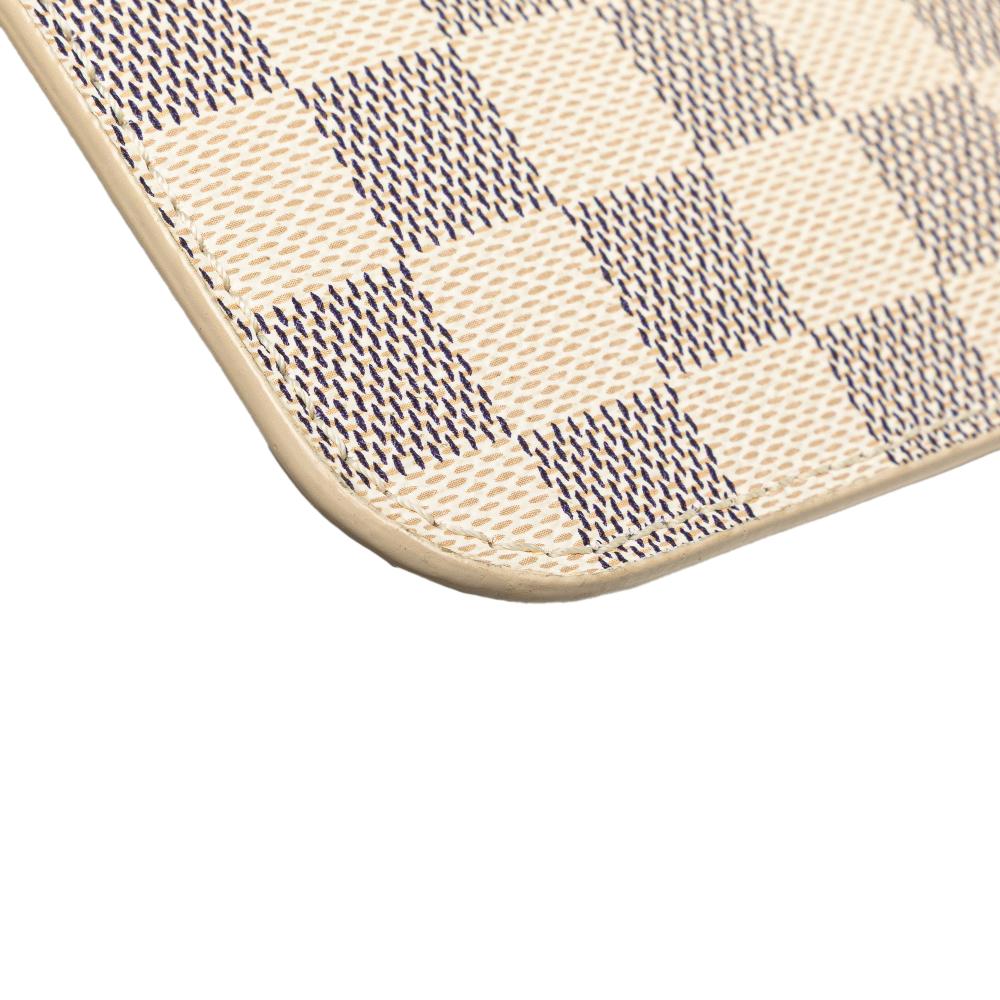Louis Vuitton B Louis Vuitton White Damier Canvas Canvas Damier Azur Neverfull Pouch MM France