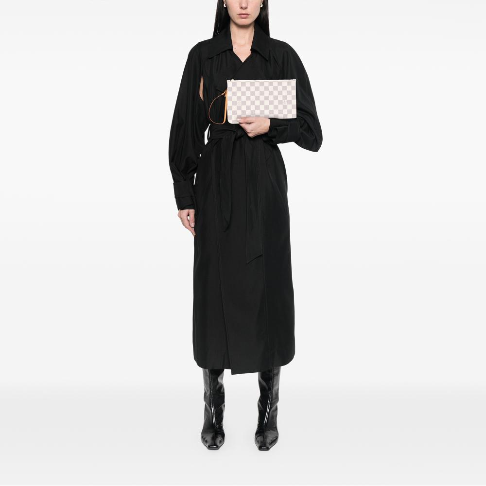 Louis Vuitton B Louis Vuitton White Damier Canvas Canvas Damier Azur Neverfull Pouch MM France