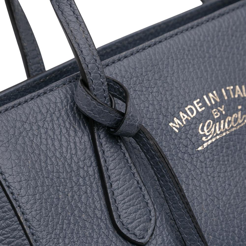 Gucci B Gucci Blue Navy Calf Leather Mini Swing Satchel Italy