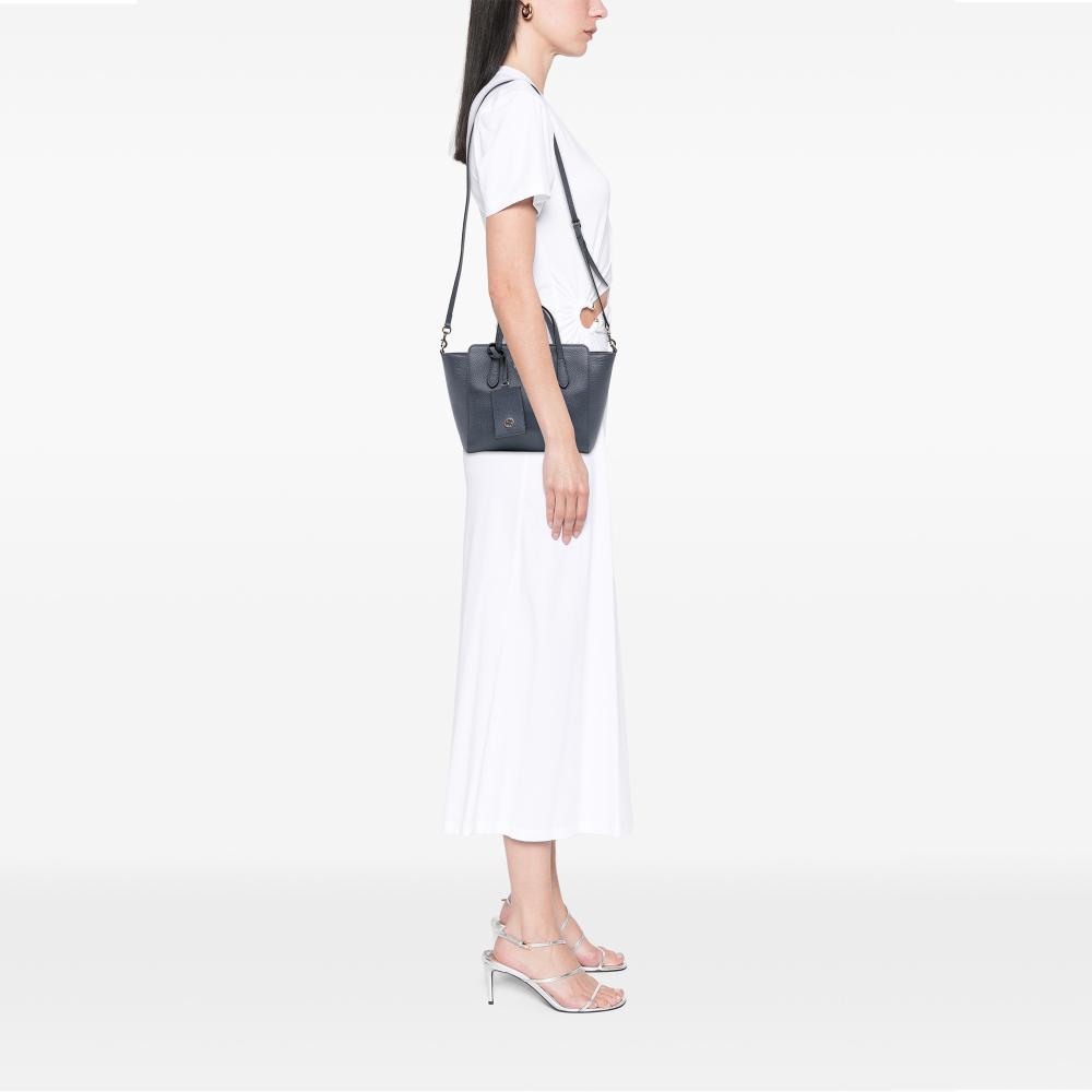 Gucci B Gucci Blue Navy Calf Leather Mini Swing Satchel Italy