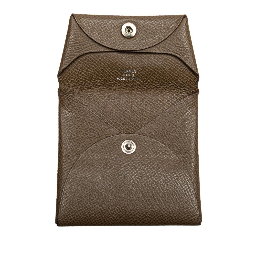 Hermès B Hermès Brown Calf Leather Epsom Bastia Coin Pouch France