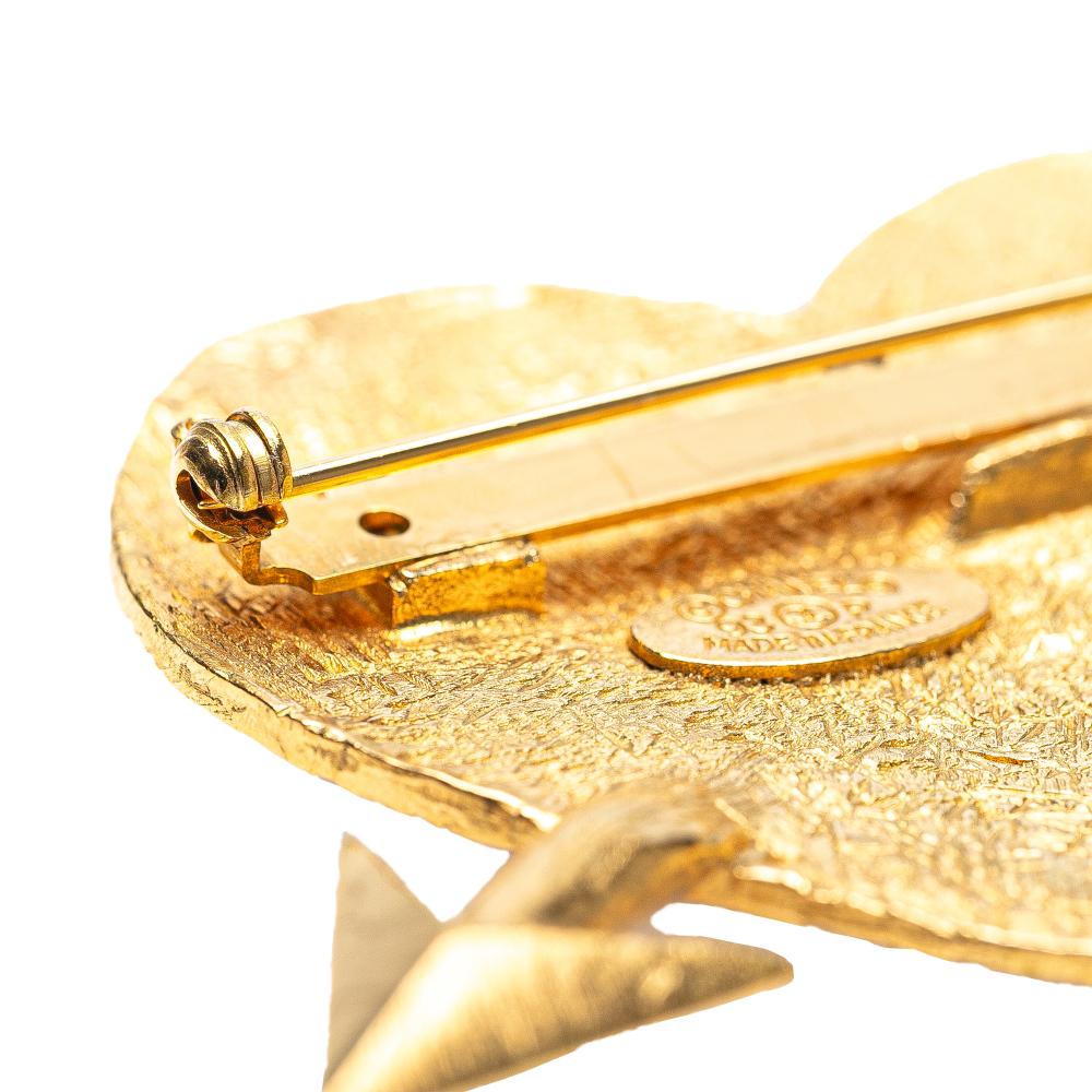 Chanel B Chanel Gold Gold Plated Metal CC Arrow and Heart Brooch France