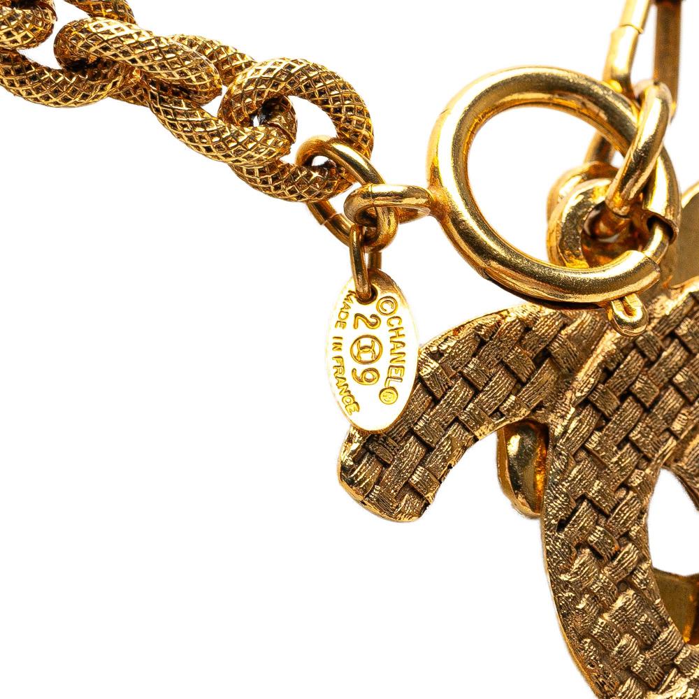 Chanel B Chanel Gold Gold Plated Metal Double CC Pendant Necklace France