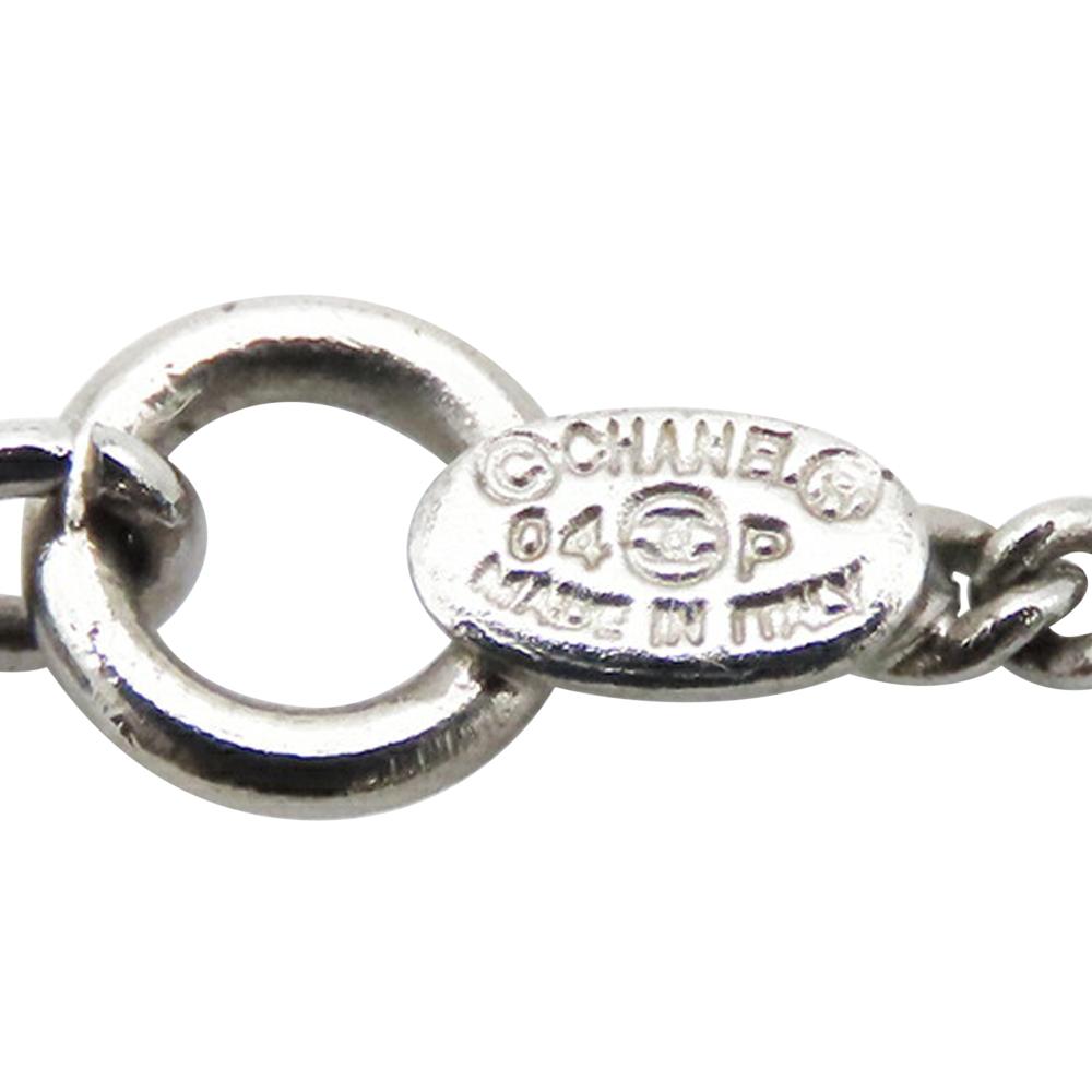 Chanel AB Chanel Silver Silver Metal CC Plated Enamel Heart and Clover Charm Pendant Necklace Italy