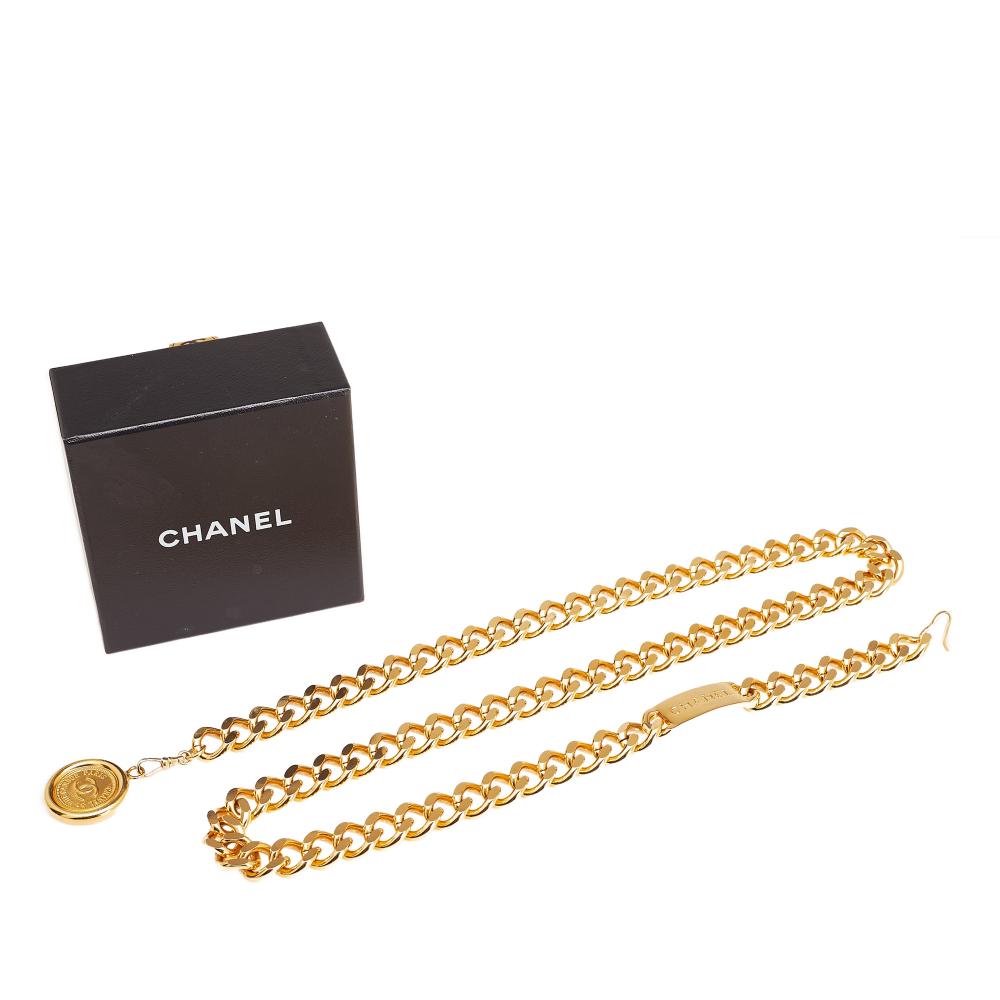 Chanel B Chanel Gold Gold Plated Metal CC Medallion Chain Belt France