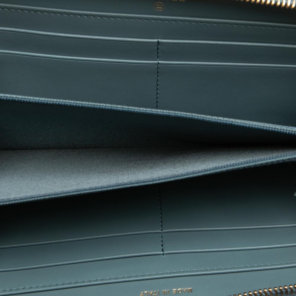 Chanel AB Chanel Blue Tweed Fabric Deauville Continental Wallet Italy