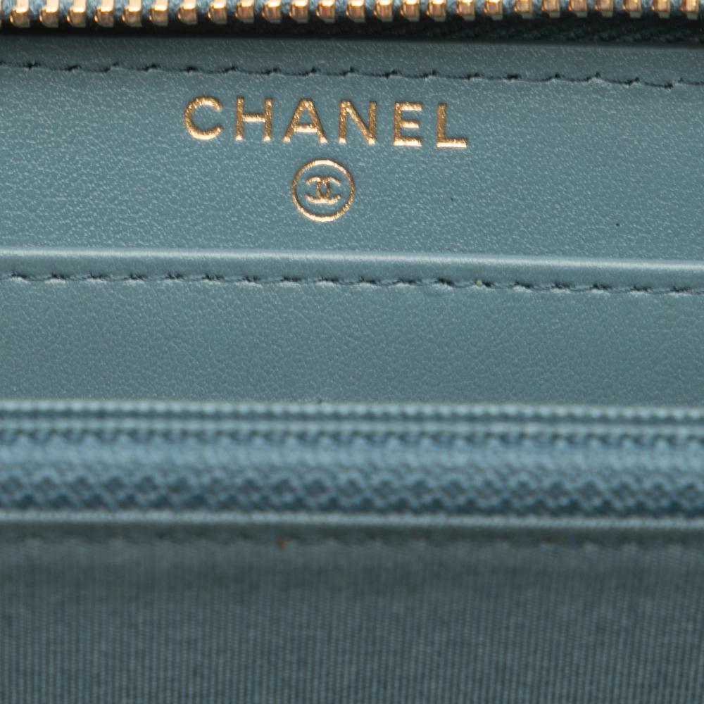Chanel AB Chanel Blue Tweed Fabric Deauville Continental Wallet Italy