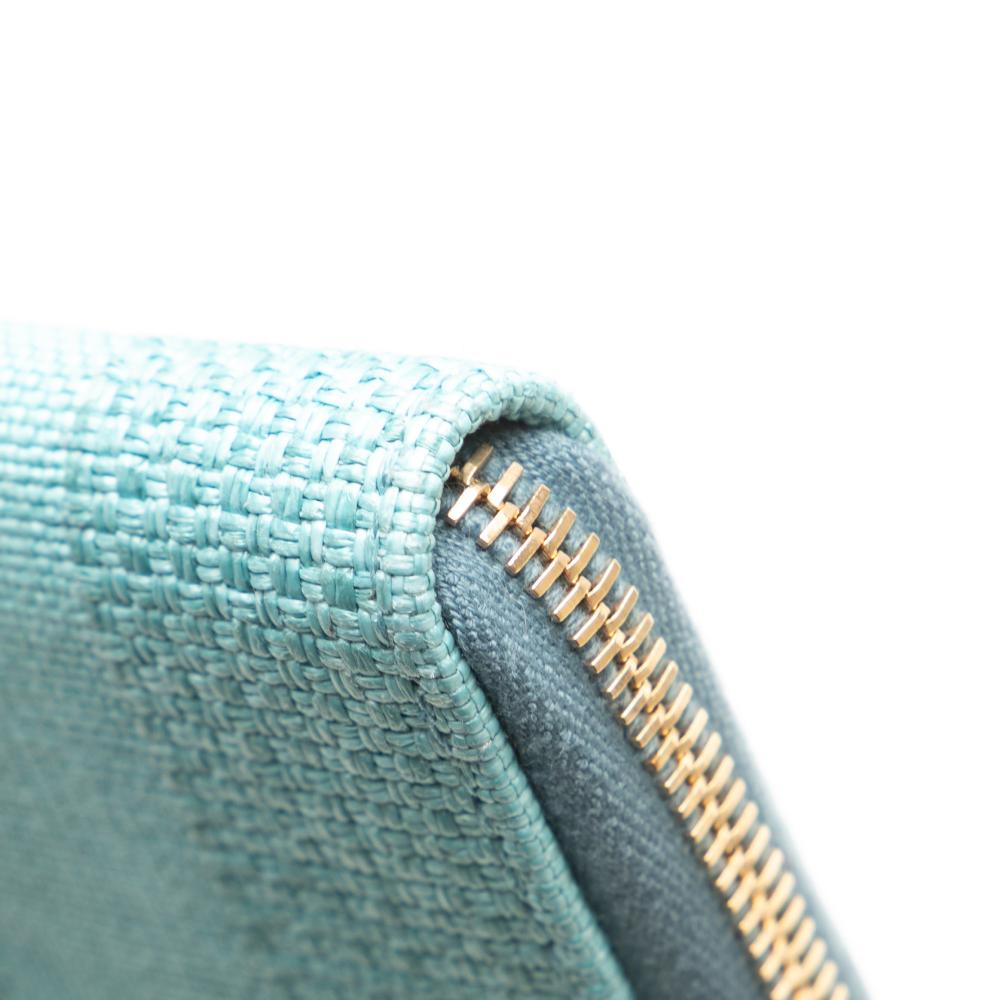 Chanel AB Chanel Blue Tweed Fabric Deauville Continental Wallet Italy