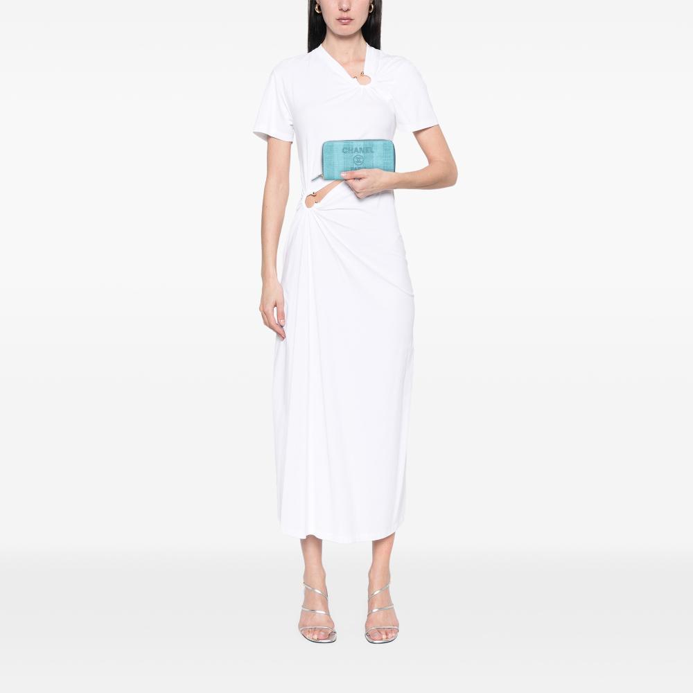 Chanel AB Chanel Blue Tweed Fabric Deauville Continental Wallet Italy