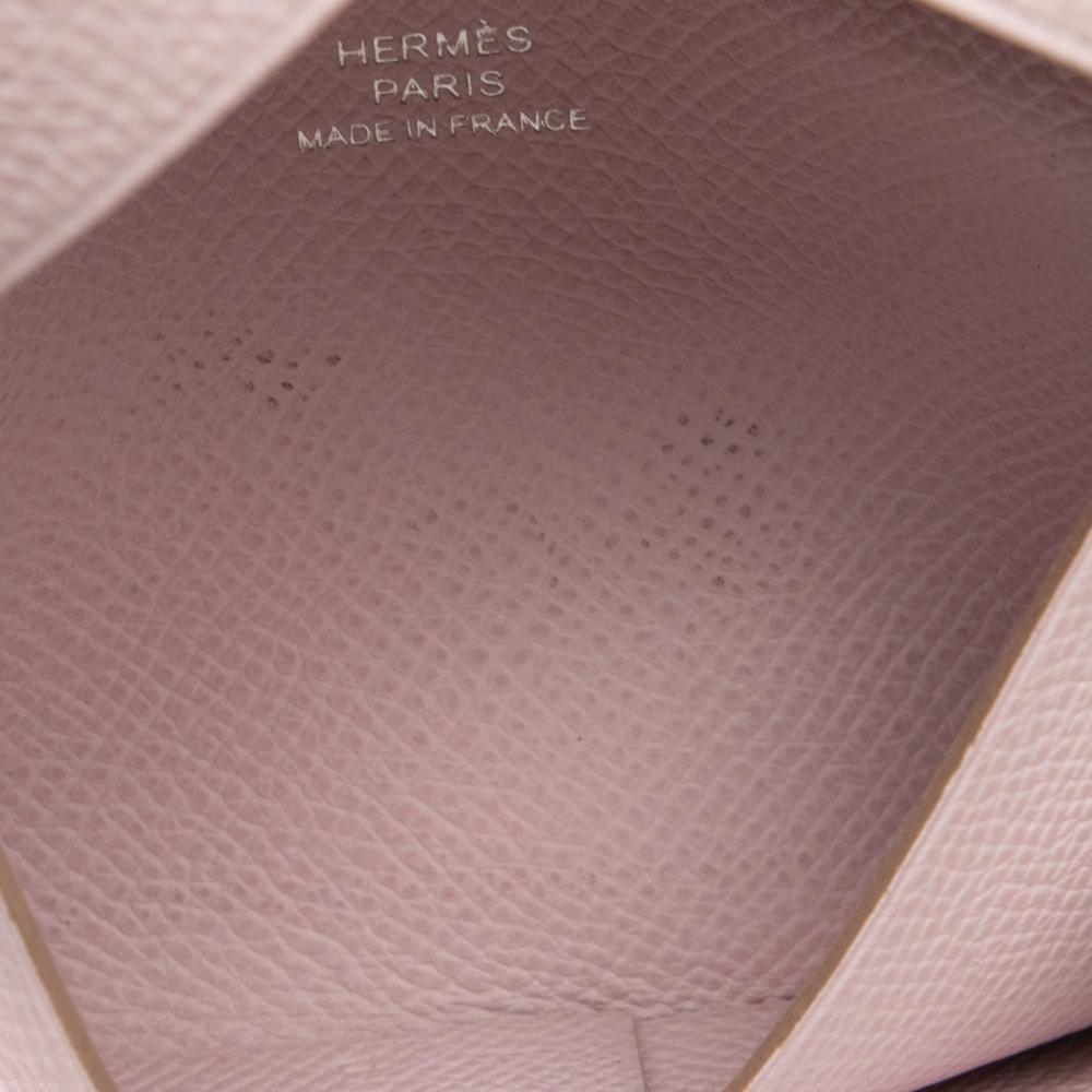 Hermès B Hermès Pink Light Pink Calf Leather Epsom Calvi Card Holder France