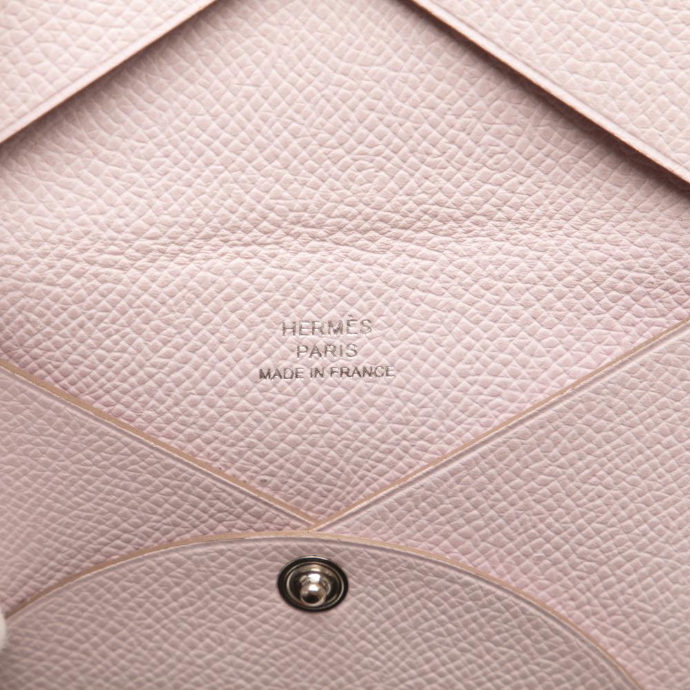 Hermès B Hermès Pink Light Pink Calf Leather Epsom Calvi Card Holder France