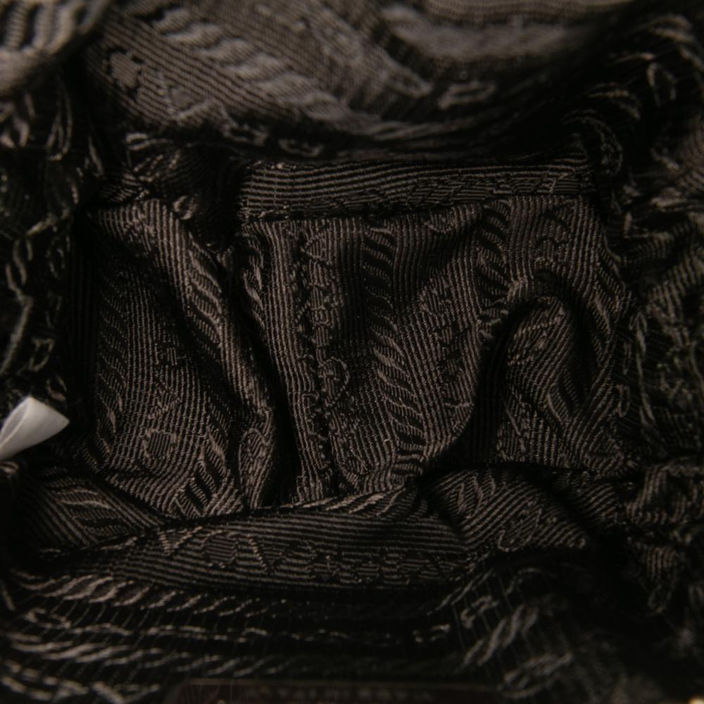 Prada B Prada Gray Saffiano Leather Mini Metallic Top Handle Bag Charm Italy