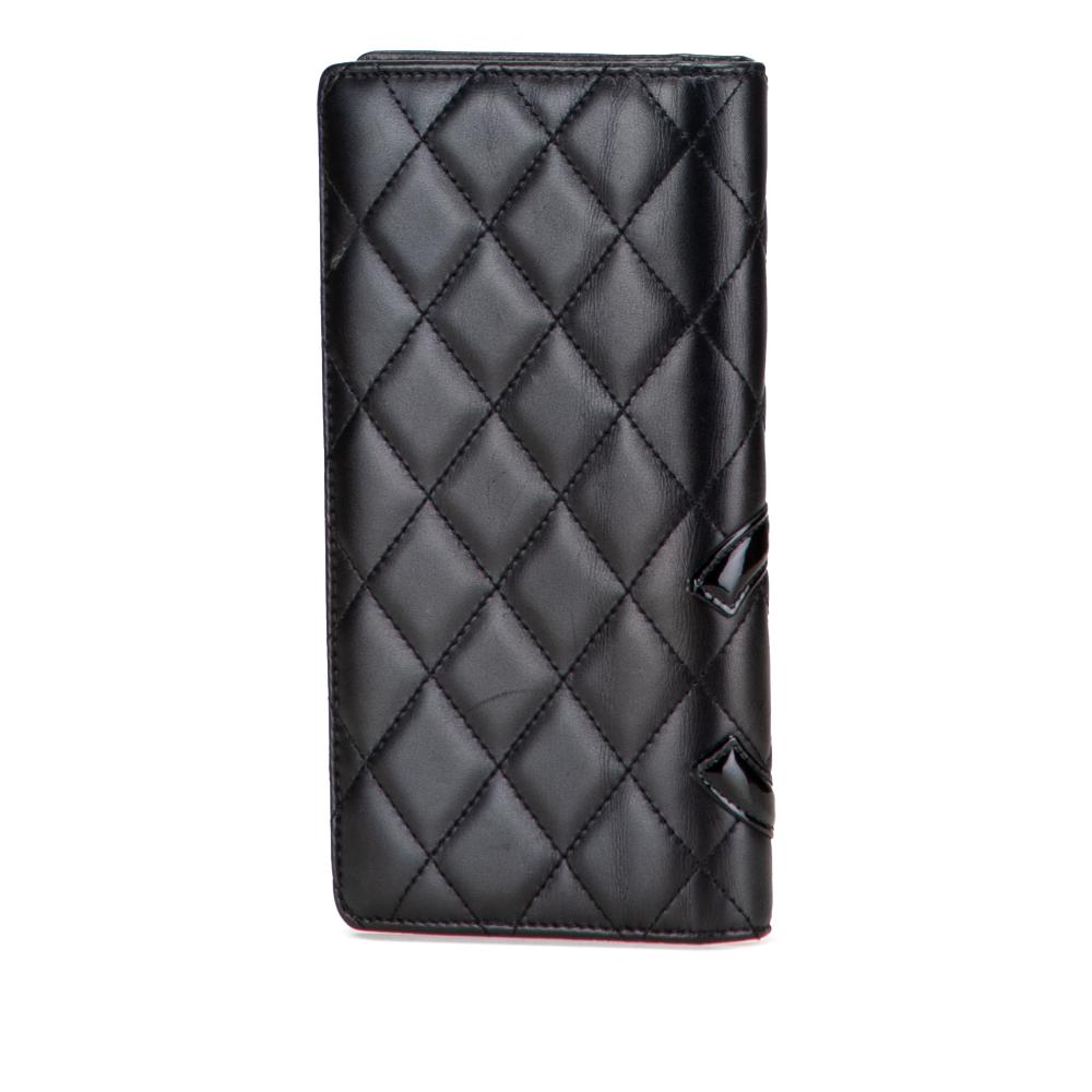 Chanel B Chanel Black Lambskin Leather Leather Quilted Lambskin Cambon Ligne Bifold Wallet Italy