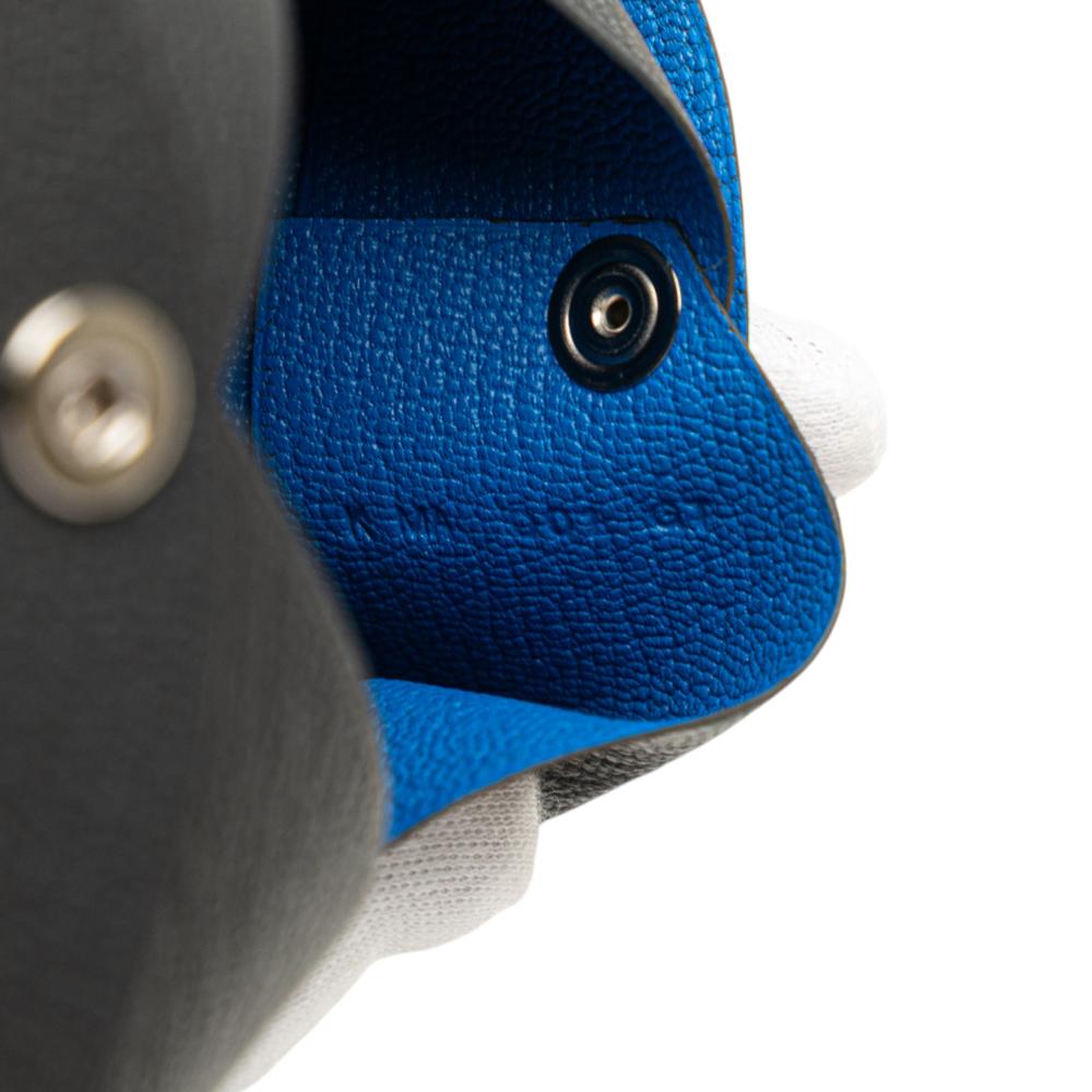 Hermès AB Hermès Gray Charcoal Goatskin Leather Chevre Mysore Calvi Duo Compact Verso Card Holder France