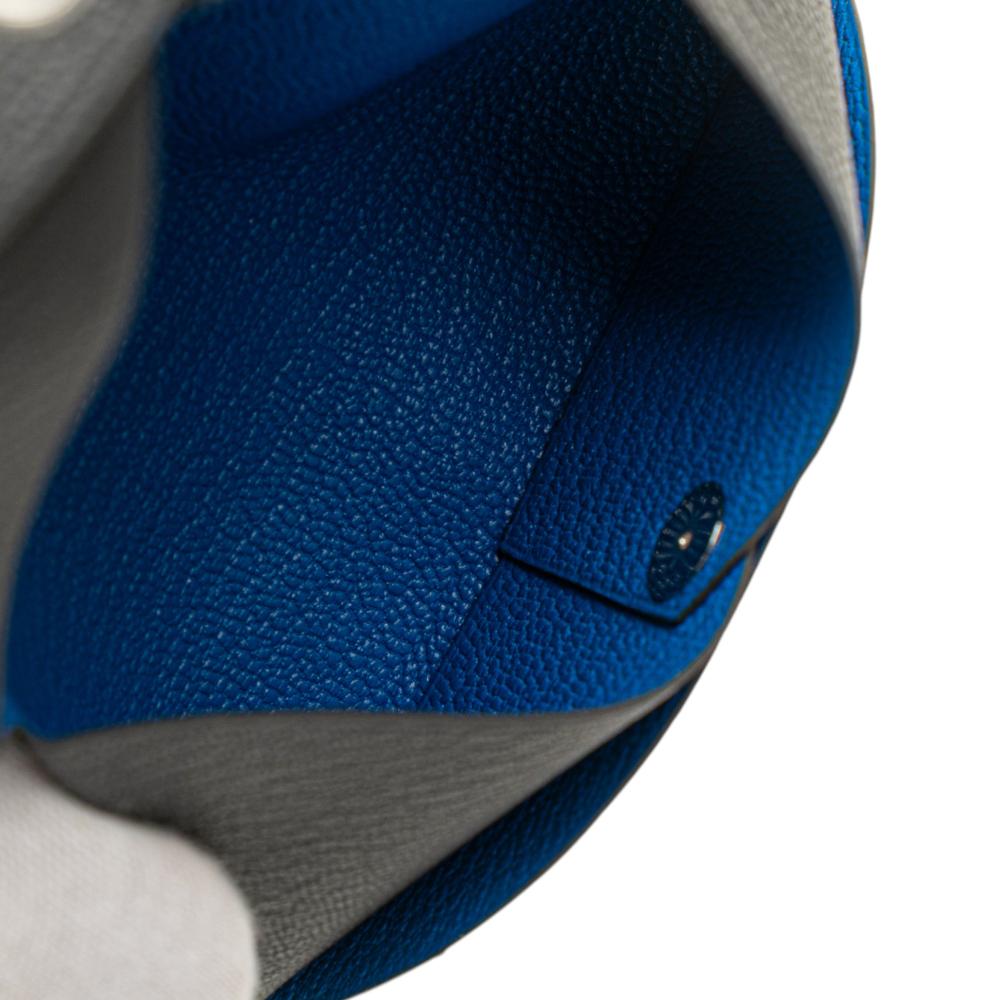 Hermès AB Hermès Gray Charcoal Goatskin Leather Chevre Mysore Calvi Duo Compact Verso Card Holder France