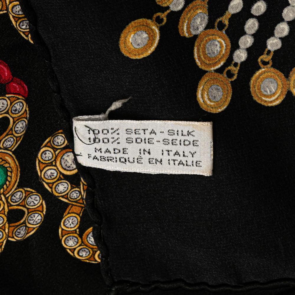 Chanel B Chanel Black with Multi Silk Fabric Bijoux Scarf Italy