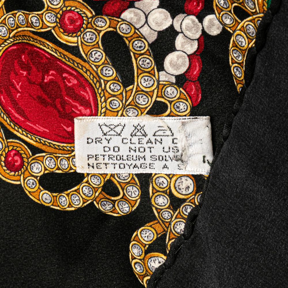 Chanel B Chanel Black with Multi Silk Fabric Bijoux Scarf Italy