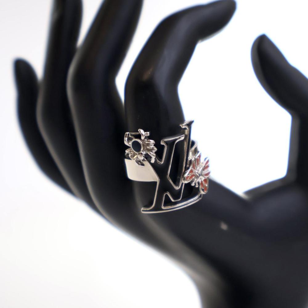 Louis Vuitton B Louis Vuitton Silver Palladium Metal Plated Enamel Fairytale Cocktail Ring Italy