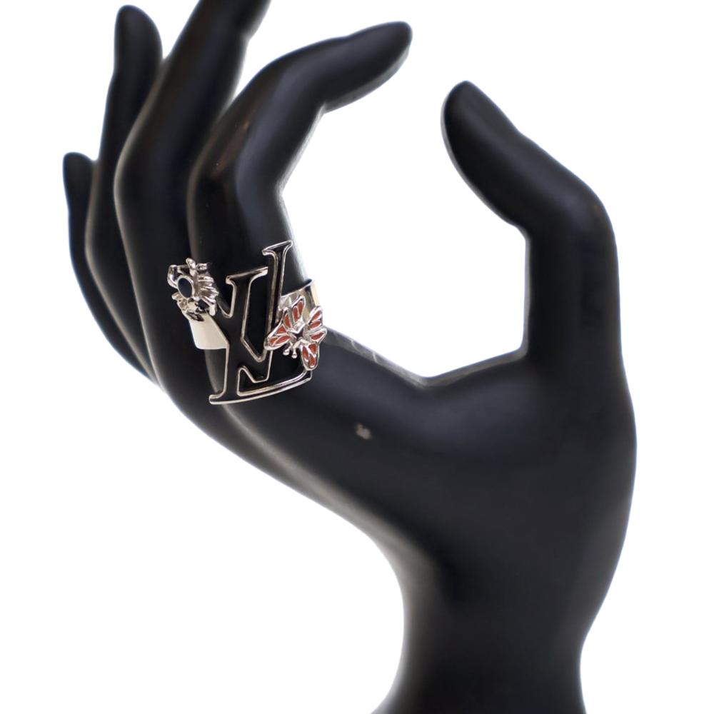 Louis Vuitton B Louis Vuitton Silver Palladium Metal Plated Enamel Fairytale Cocktail Ring Italy