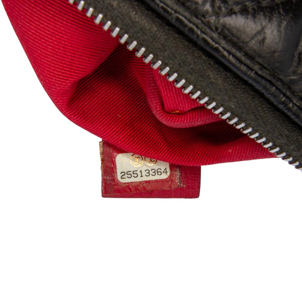 Chanel B Chanel Black Calf Leather Large Aged skin Gabrielle O Case Clutch Italy