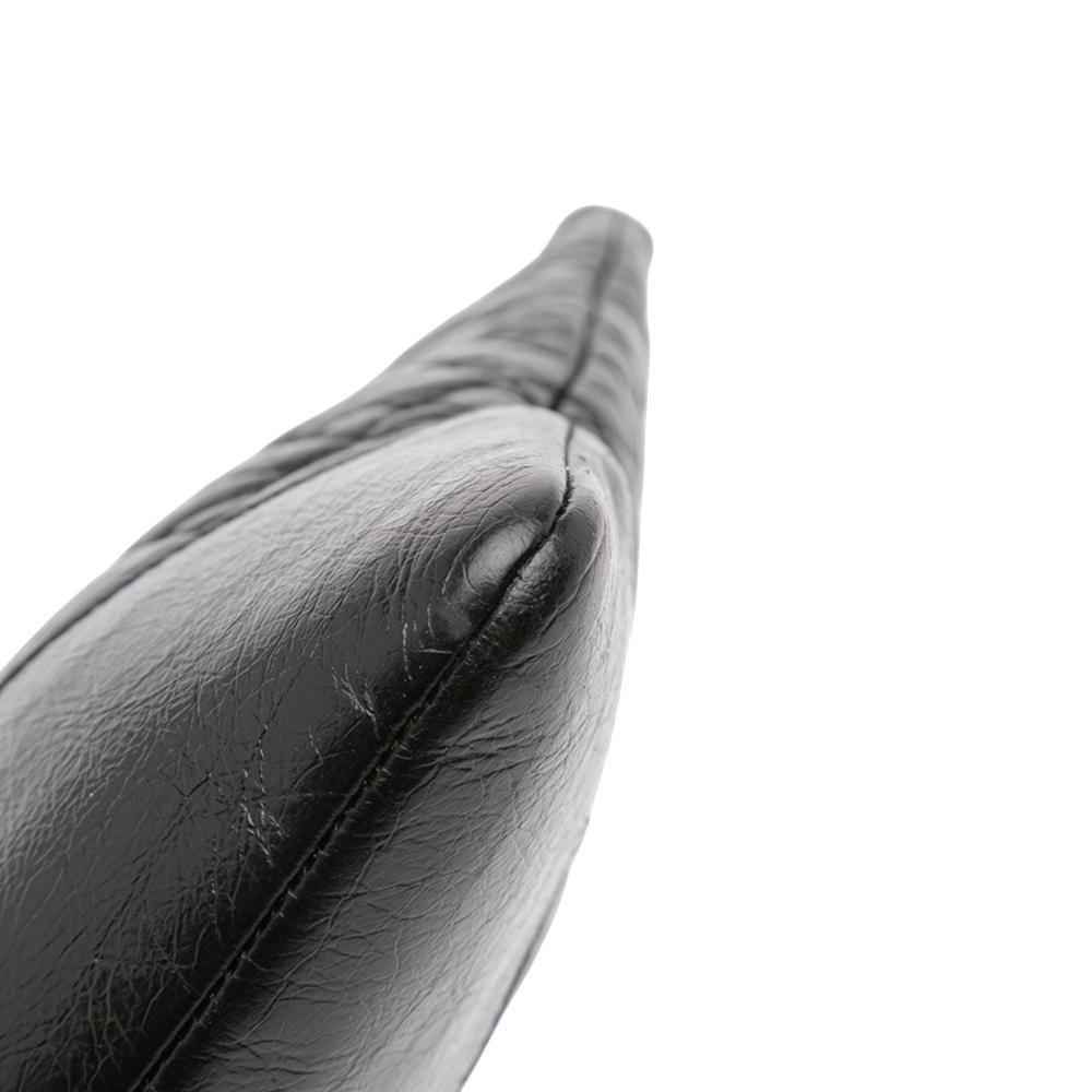 Chanel B Chanel Black Calf Leather Large Aged skin Gabrielle O Case Clutch Italy