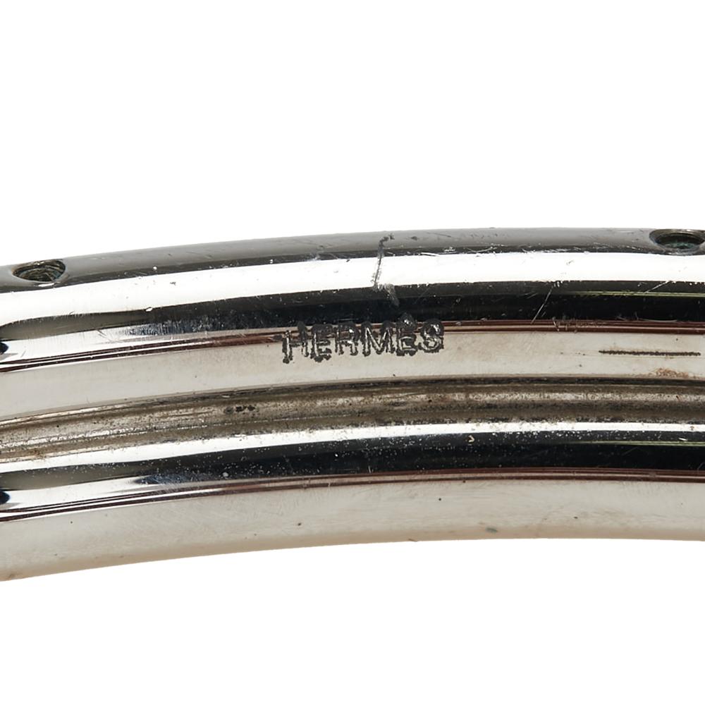 Hermès B Hermès Brown with Silver Calf Leather Atame Knot Bracelet France