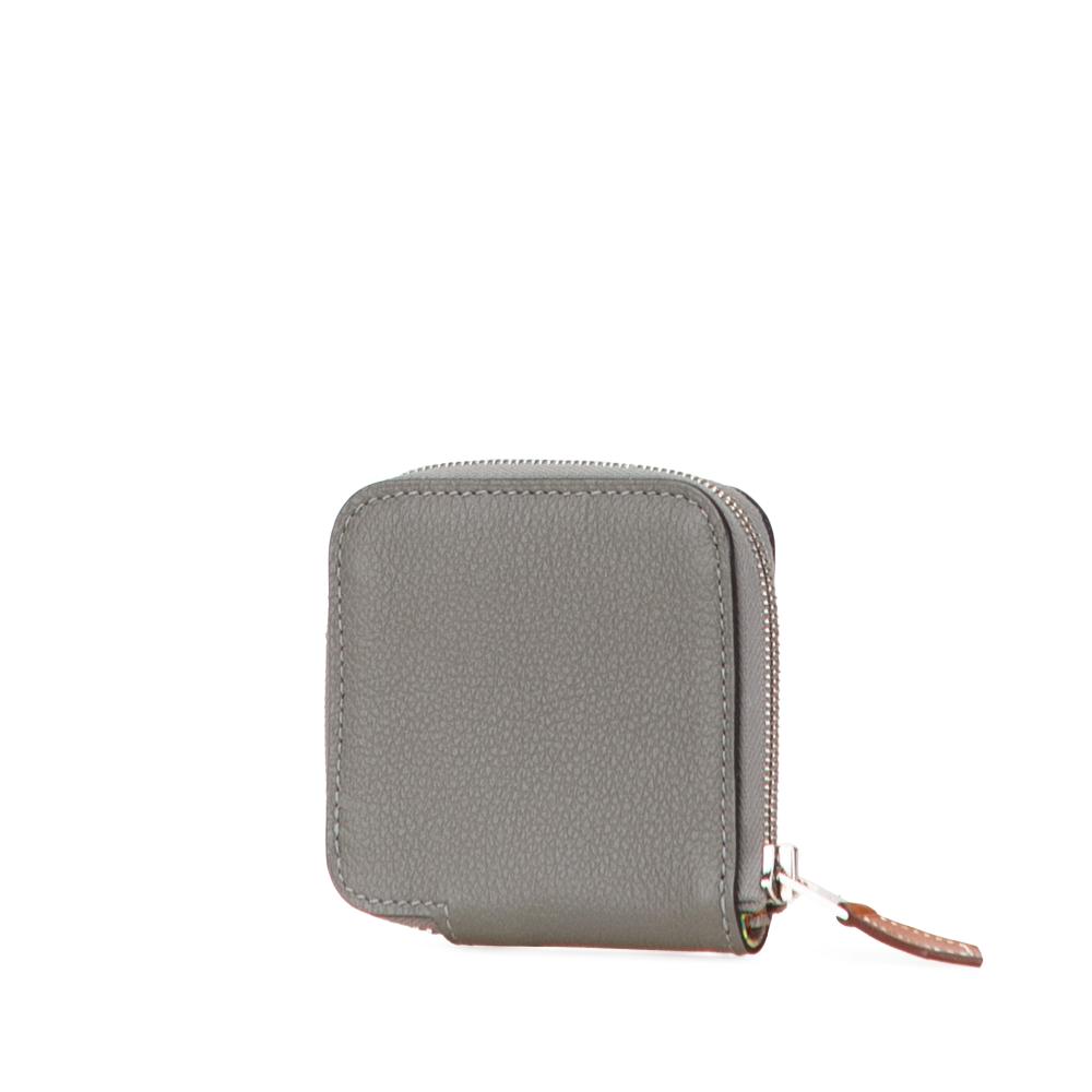 Hermès AB Hermès Gray Calf Leather Mini Epsom Azap Silk In Coin Purse France