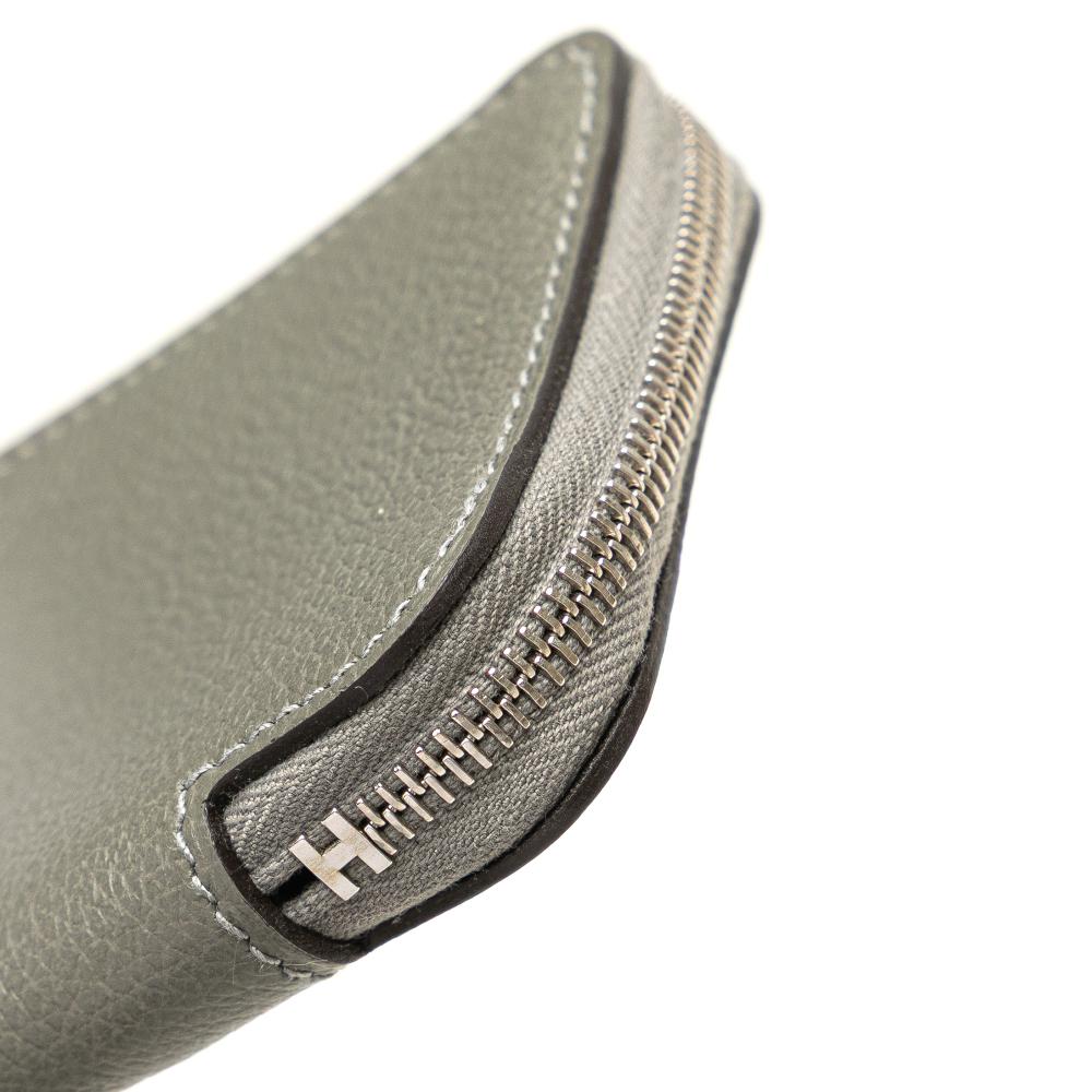 Hermès AB Hermès Gray Calf Leather Mini Epsom Azap Silk In Coin Purse France
