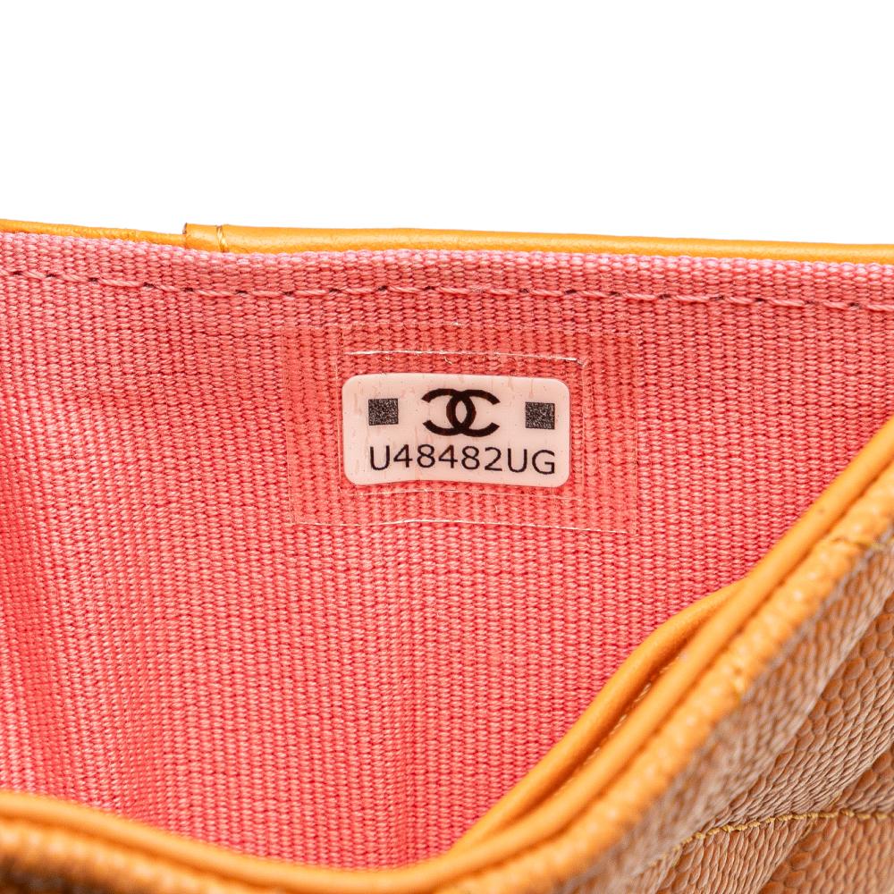 Chanel AB Chanel Orange Caviar Leather Leather Quilted Caviar 19 Compact Flap Wallet Spain