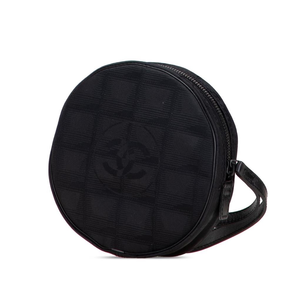 Chanel B Chanel Black Nylon Fabric New Travel Line Round Pouch Italy