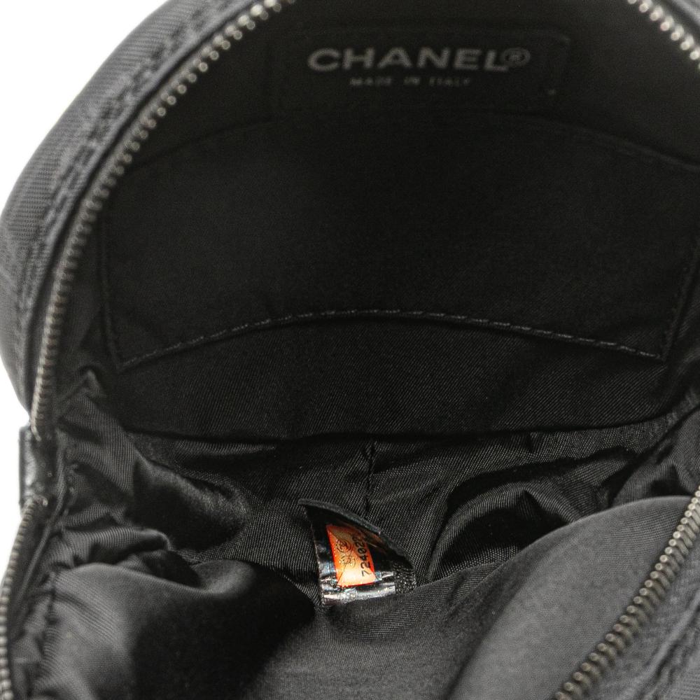 Chanel B Chanel Black Nylon Fabric New Travel Line Round Pouch Italy