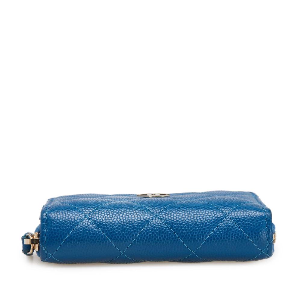 Chanel B Chanel Blue Caviar Leather Leather CC Quilted Caviar Zip Coin Purse Italy