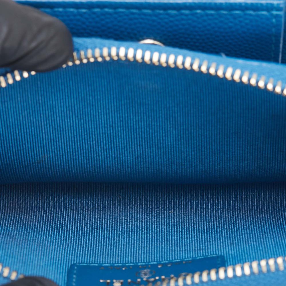 Chanel B Chanel Blue Caviar Leather Leather CC Quilted Caviar Zip Coin Purse Italy