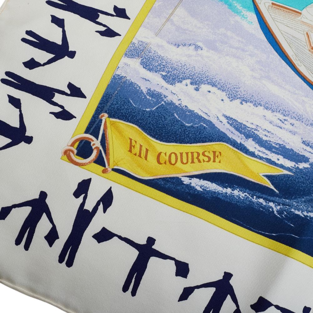 Hermès AB Hermès Blue Silk Fabric En Course Scarf France