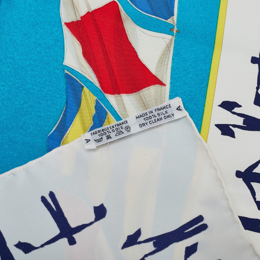 Hermès AB Hermès Blue Silk Fabric En Course Scarf France