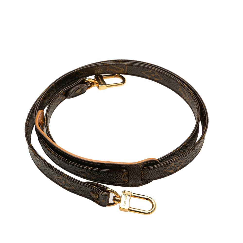 Louis Vuitton AB Louis Vuitton Brown with Gold Monogram Canvas Fabric Monogram Bag Strap France