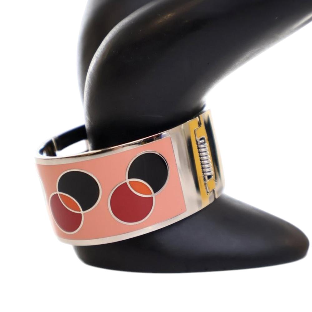 Fendi AB Fendi Pink Salmon with Multi Enamel Other Fendista Hinged Bracelet Italy