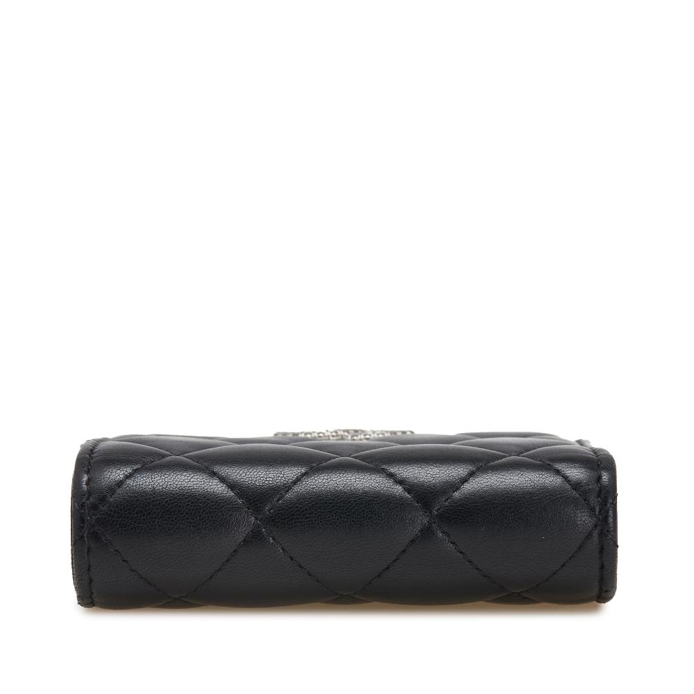 Chanel AB Chanel Black Lambskin Leather Leather CC Quilted Lambskin Compact Bifold Wallet Spain