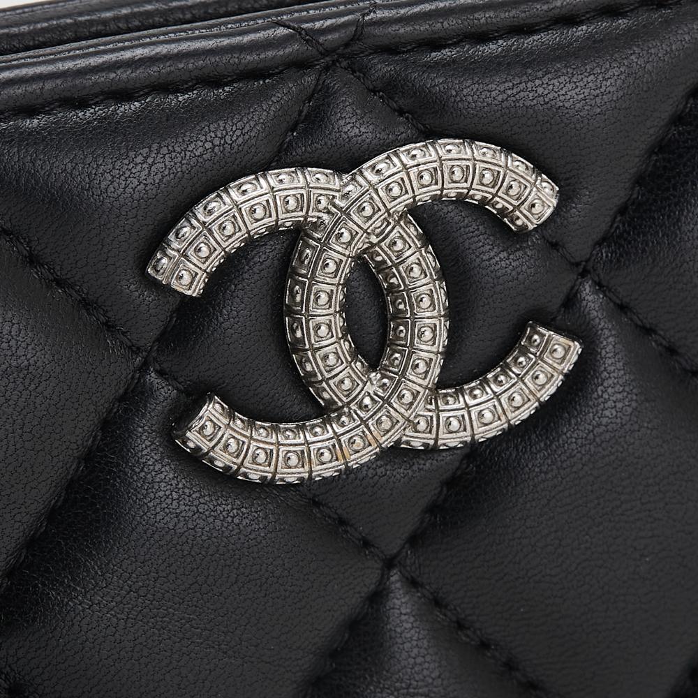 Chanel AB Chanel Black Lambskin Leather Leather CC Quilted Lambskin Compact Bifold Wallet Spain