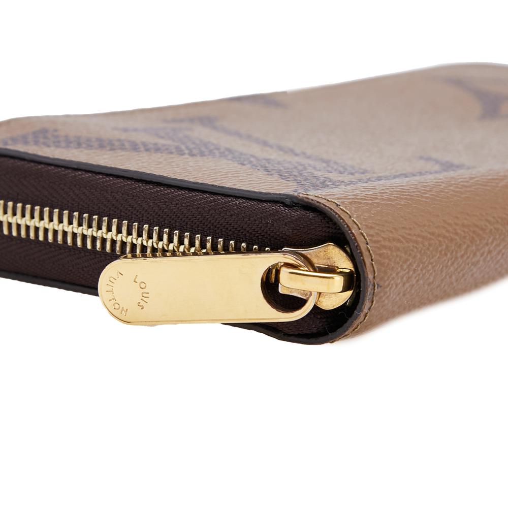Louis Vuitton B Louis Vuitton Brown Monogram Canvas Fabric Monogram Giant Reverse Zippy Wallet France